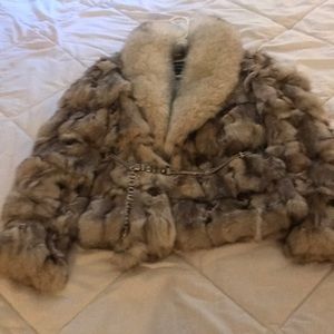 Versace silver fox fur coat